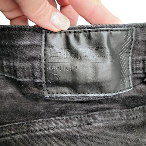 Enzo Black Distressed Denim Bootcut Jeans - Picture 3 of 10